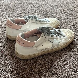 Golden Goose White and Pink Sneakers